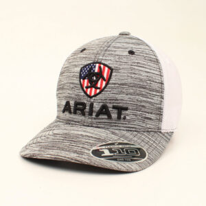 Ariat FlexFit USA Heather Grey Logo Cap
