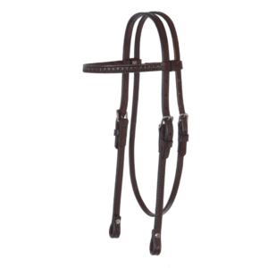 Circle Y Shell Tooled Leather Browband Headstall - Walnut