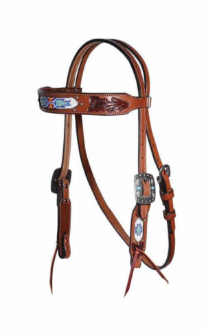 Professional's Choice Beaded Browband Headstall - Natural