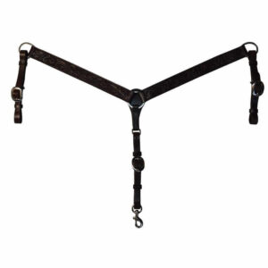 Circle Y Floral Tooling Breast Collar - Walnut