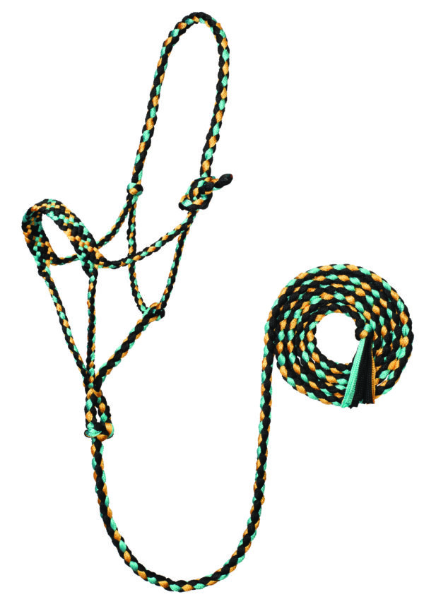 weaver braided halter in black saffron mint