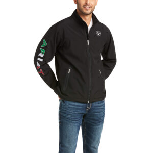 Ariat Mexico Team Softshell Jacket in Black Front View