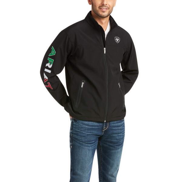 Ariat Mexico Team Softshell Jacket in Black Front View