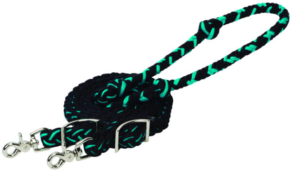 Braided Ecoluxe Rein Black and Turquoise
