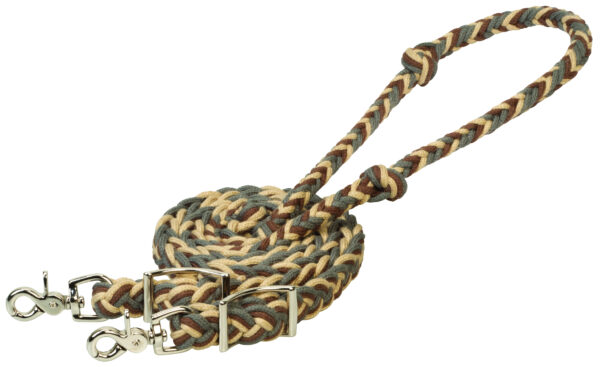Braided Ecoluxe Rein Brown Tan & Charcoal