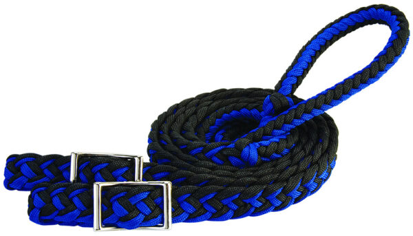 Braided Nylon Rein Black and Blue