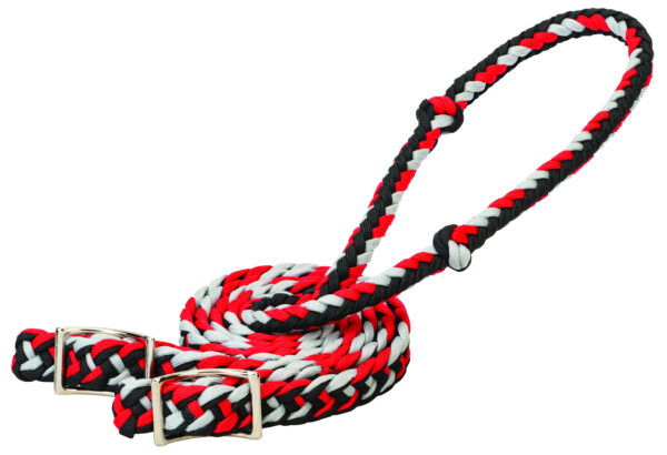 Braided Nylon Rein Black Red & Grey