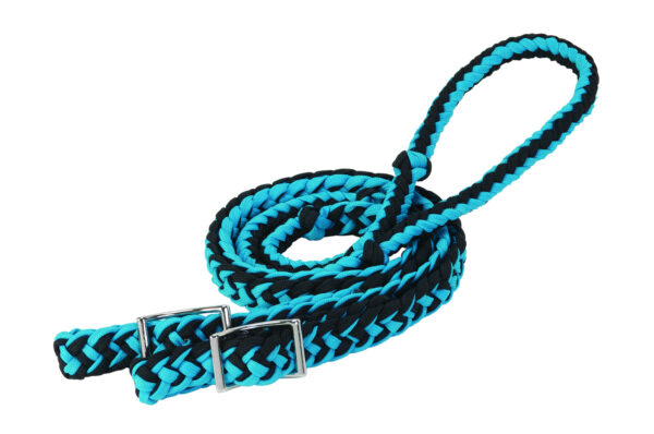 Braided Nylon Rein Hurricane Blue & Black