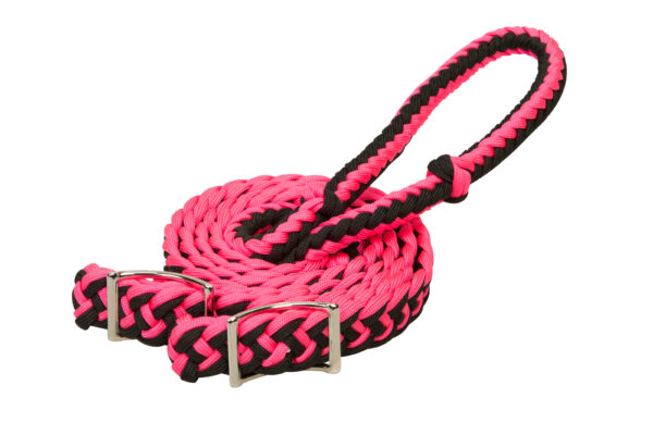 Braided Nylon Rein Pink & Black