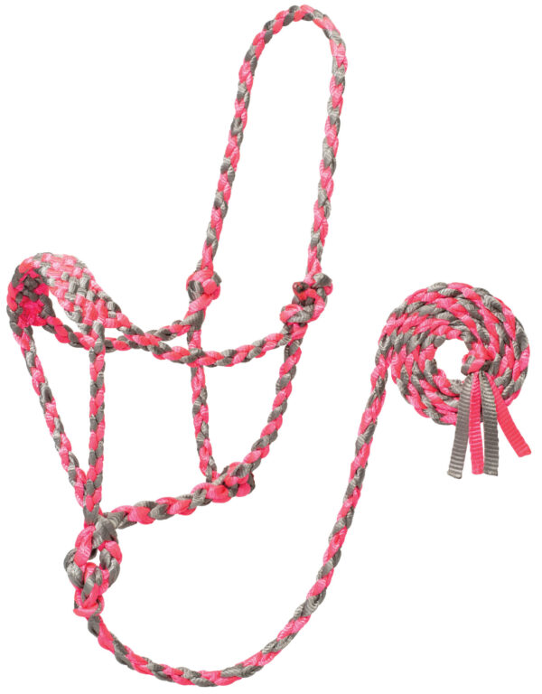 Grey & Pink Braided Rope Halter