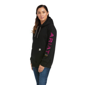 Ariat Rebar Graphic Hoodie in Black Front View