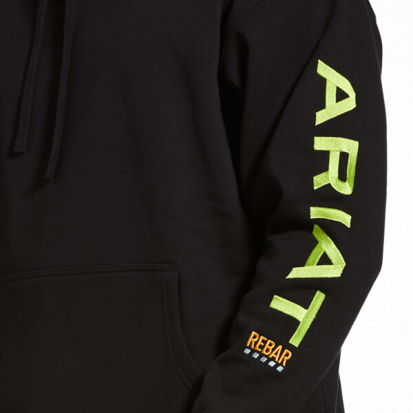 Ariat Rebar Hoodie in Black Detail View