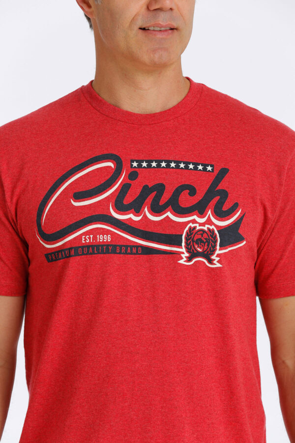 Cinch Heather Red Logo Tee Detail View