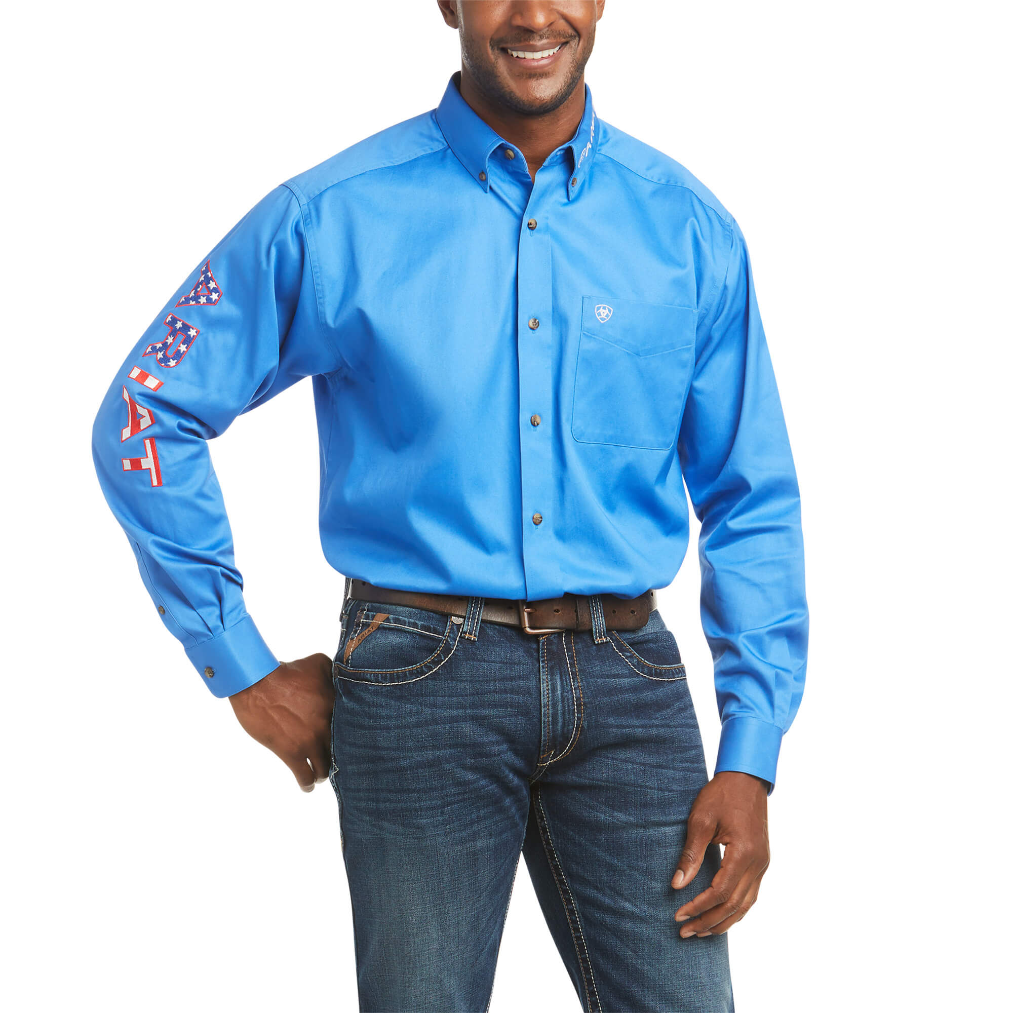 Ariat Team Logo Western Shirt Seascape Blue USA Al Bar Ranch