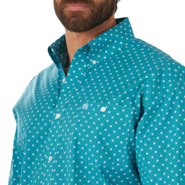 Wrangler Classic Western Shirt In Teal Detail View