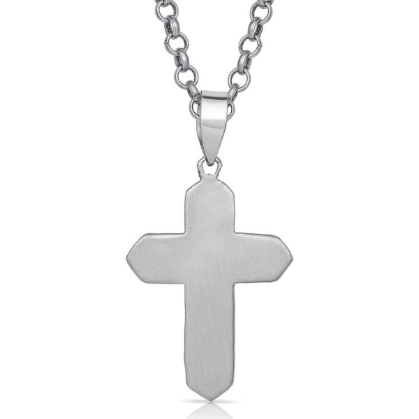Antiqued Two Tone Radiating Cross Necklace Back
