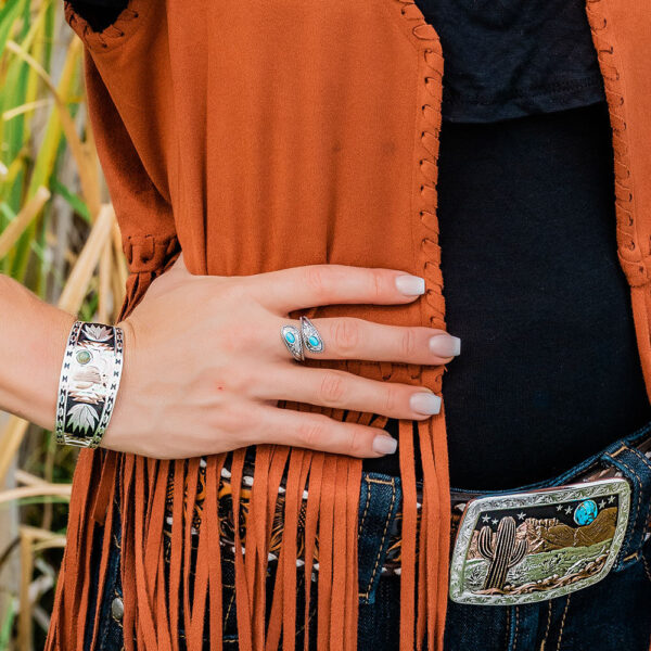 Balancing the Whole Turquoise Open Ring Modeled