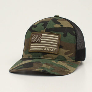 Ariat Camo Flag Patch Snapback Cap