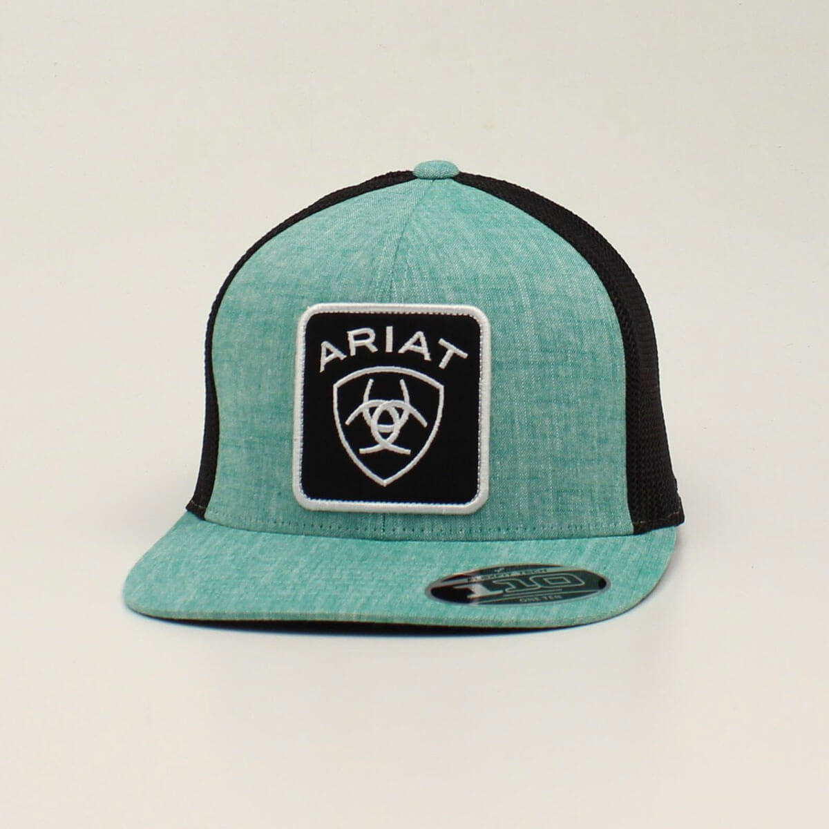 Ariat_Mens_Snap_Back_Flex_Fit_110_Large_Patch_Logo_Green_a300014828 Ariat Snapback Flexfit Green Logo Patch Ball Cap