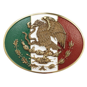 Ariat Oval Mexico Flag Belt Buckle