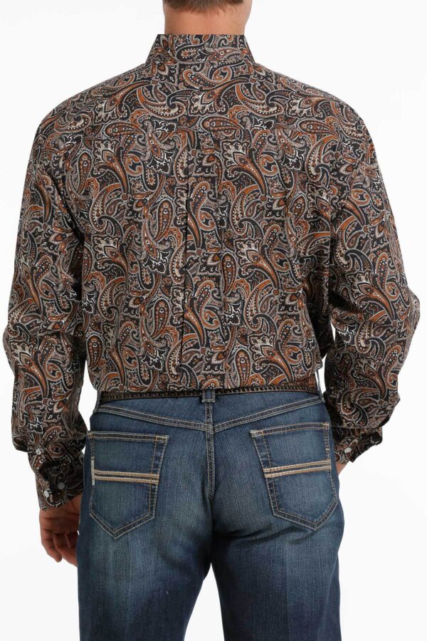 Cinch Black and Rust Paisley Western Shirt Back