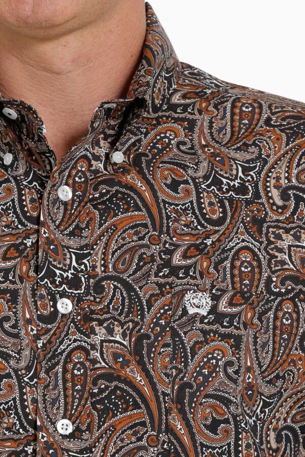 Cinch Black and Rust Paisley Western Shirt Pattern Detail