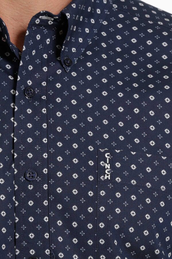 Cinch Navy Modern Fit Western Shirt Pattern Detail