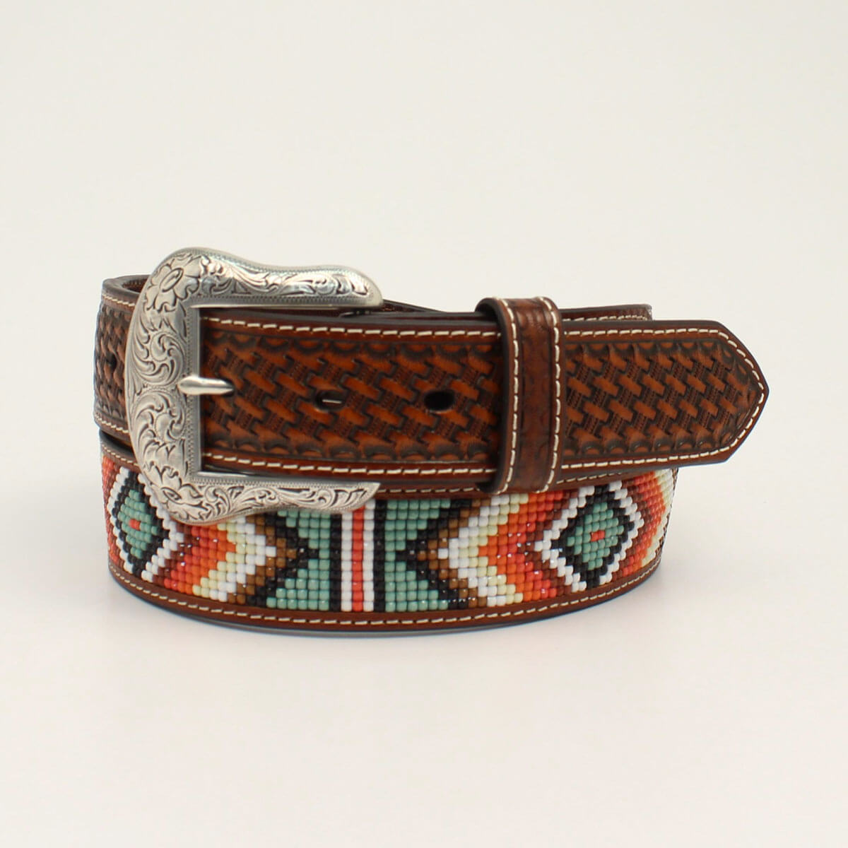 Nocona_Mens_Belt_1_12_Basket_Weave_Diamond_Beaded_Tan_n210004408 Ariat Basketweave Diamond Bead Belt