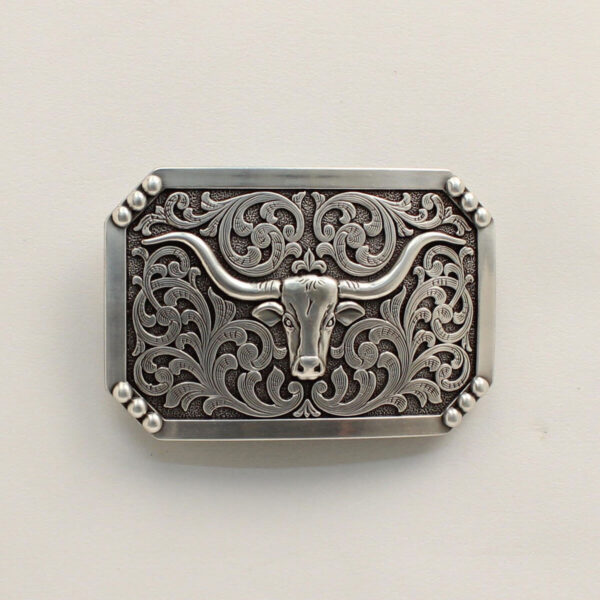 Nocona Rectangle Longhorn Belt Buckle