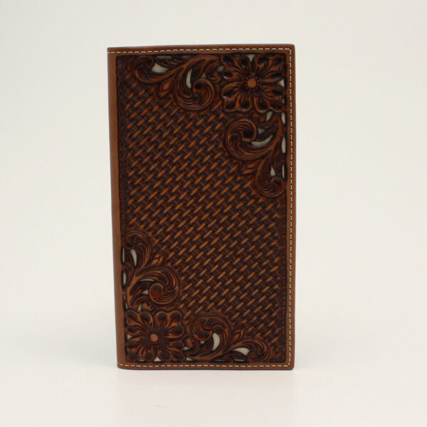 Nocona Basketweave & Floral Tooled Rodeo Wallet