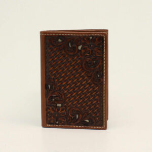 Nocona Basketweave & Floral Tooled Trifold Wallet