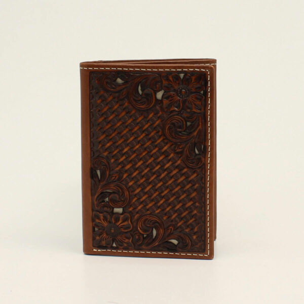 Nocona Basketweave & Floral Tooled Trifold Wallet