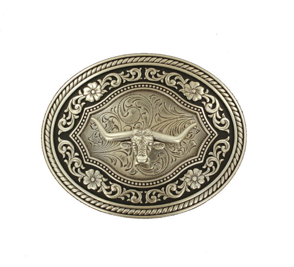 Nocona Oval Rope Edge Longhorn Buckle