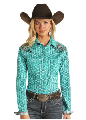 PanHandle Turquoise Embroidered Western Shirt