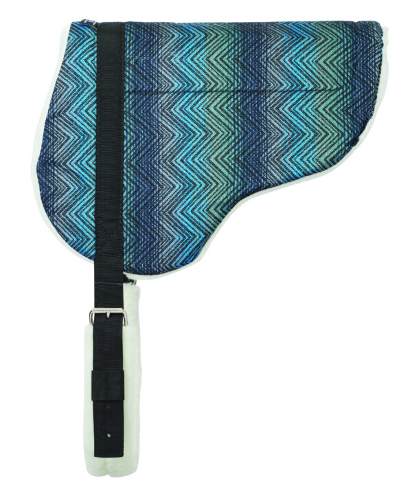 Weaver Leather Fleece Bareback Pad with Girth Blue & Green Print