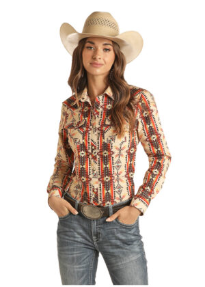 Rock & Roll Aztec Print Western Shirt