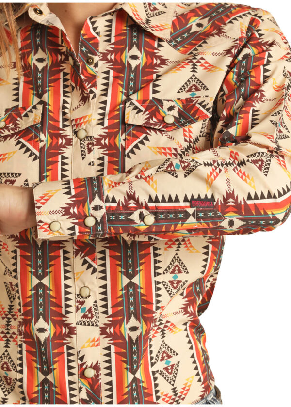 Rock & Roll Aztec Print Western Shirt Detail