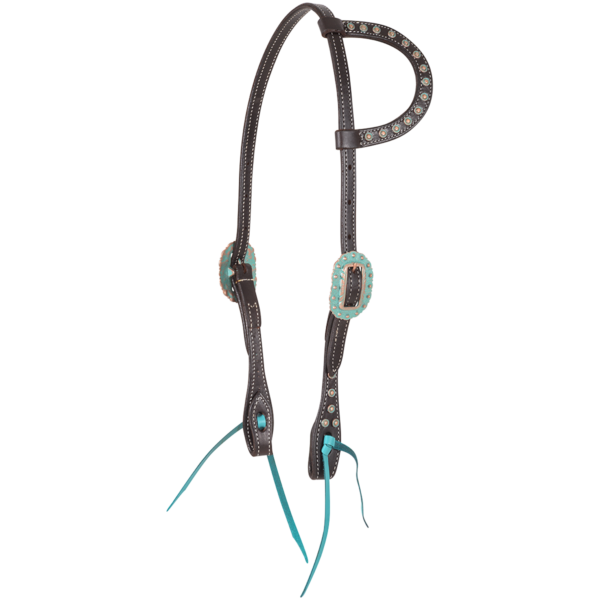 Martin Saddlery Headstall with turquoise and Copper Dots