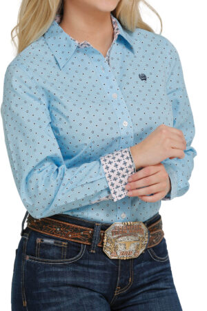 Cinch Light Blue Star Print Shirt