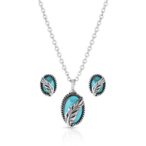 Montana Silversmiths World's Feather Turquoise Jewelry Set