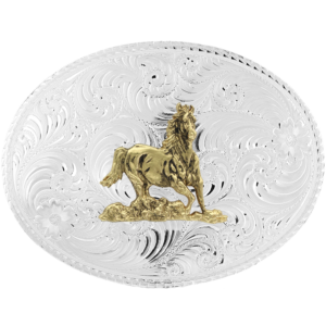 Montana Silversmiths American Beauty Filigree Galloping Horse Belt Buckle