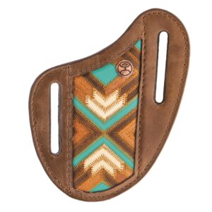 Hooey Montezuma Patchwork Pancake Knife Sheath - Brown/Turq/Ivory Aztec