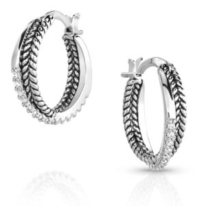 Montana Silversmiths Crystal Cross Over Hoop Earrings