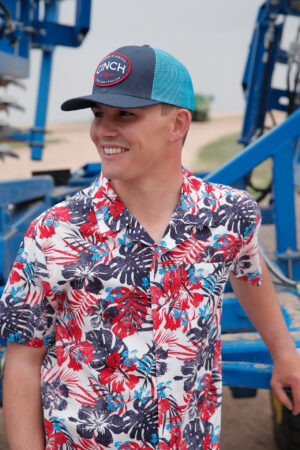 Cinch Red/White/Blue Hawaiian Camp Shirt