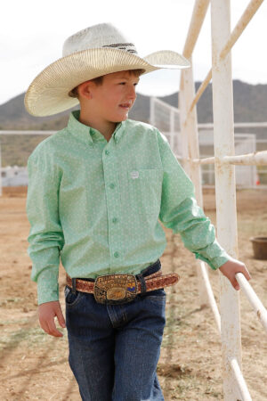 Cinch Boys Mint Green Print Shirt