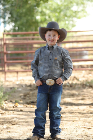 Cinch Boys Navy Geometric Print Shirt