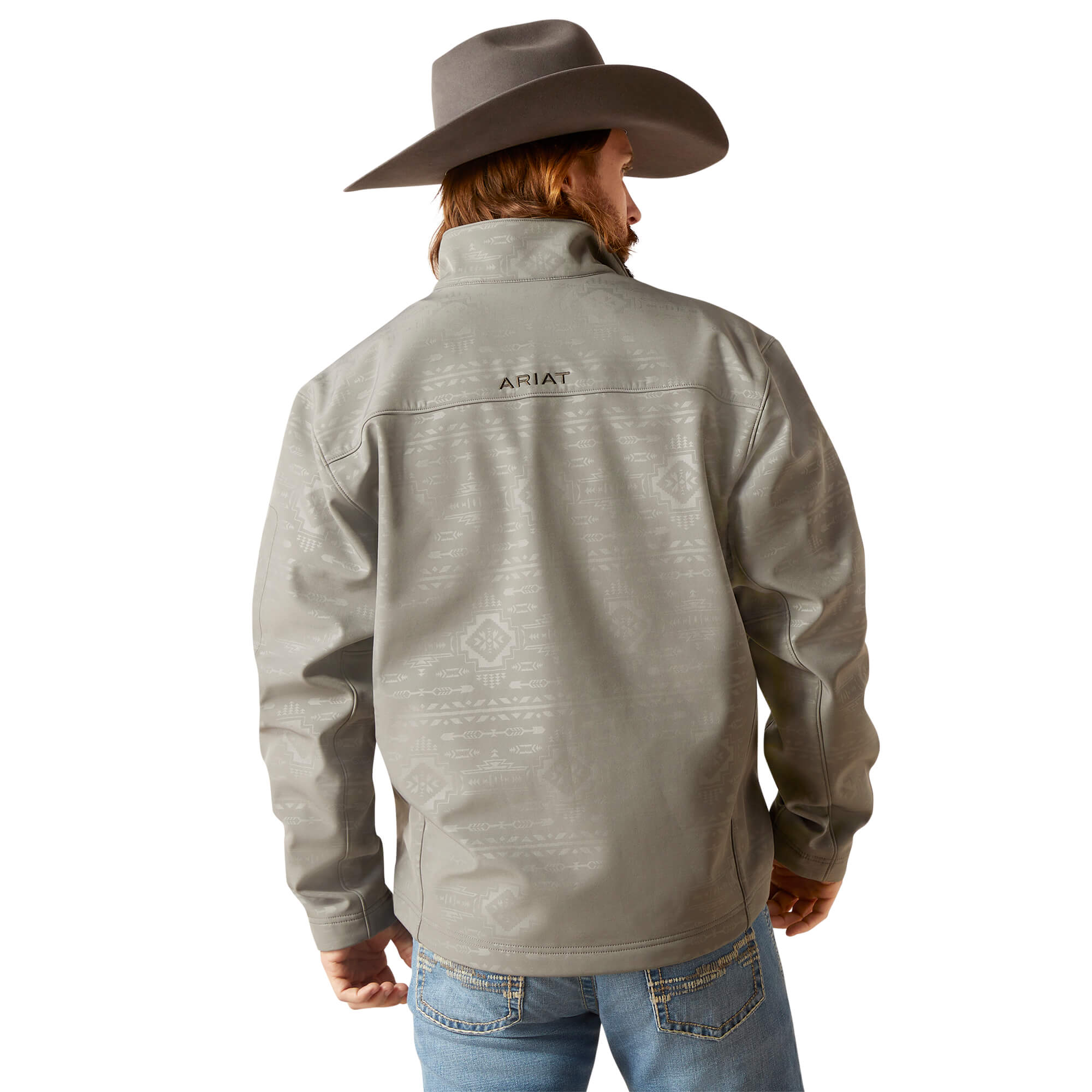 Ariat Vernon 2.0 Softshell Jacket Jetty Gray Embossed Back View