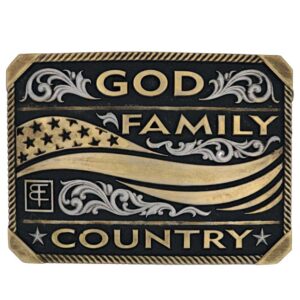 God Family Country Square Warrior Buckle