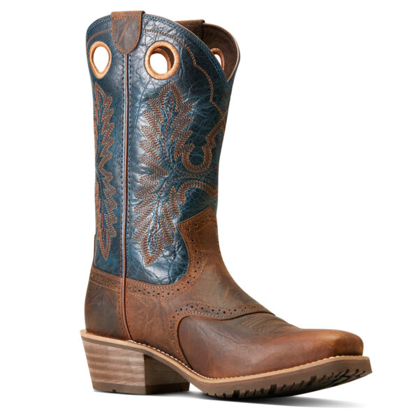 Ariat Hyrbrid Roughstock Boot Brown & Blue Medial View