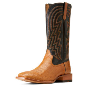 Ariat Haywire Smooth Ostrich Boot - Antique Tan/Midnight Black